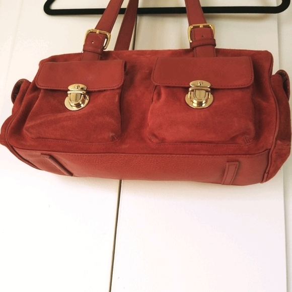 Maxx Studio Red Suede Purse 7-i - Picture 9 of 9